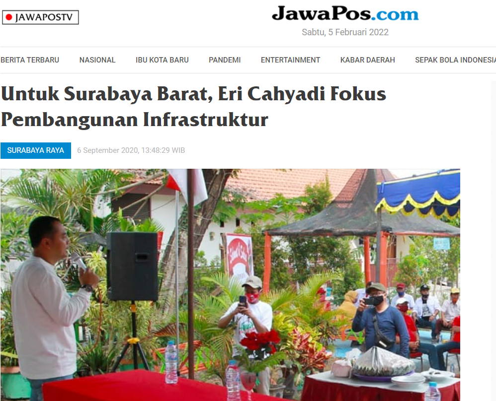 Berita Eri Cahyadi fokus Infrastruktur Surabaya Barat